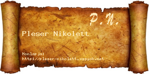 Pleser Nikolett névjegykártya